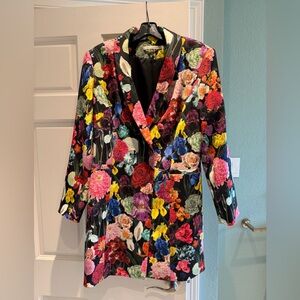 Floral Blazer with Multicolor Design